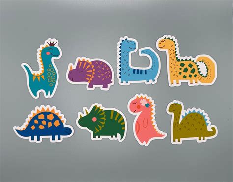 Cute Dinosaur Stickers Set of 8 Perfect for Planners, Bullet Journals ...