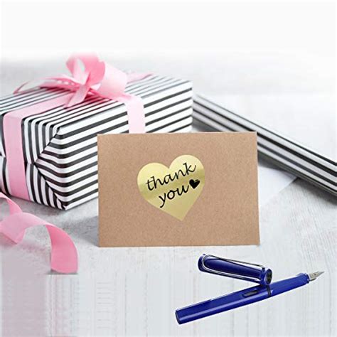 Thank You Stickers Gold Foil Labels Roll 1 5 Heart Shape Decorative