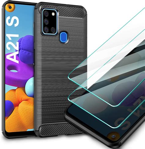 Ivencase For Samsung Galaxy A21s Shockproof Case Galaxy A21s With 2 Pack Tempered