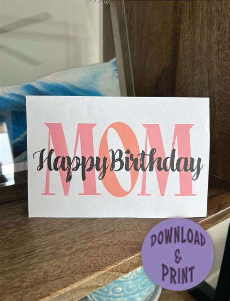 Happy Birthday Mom Printable Card - Etsy