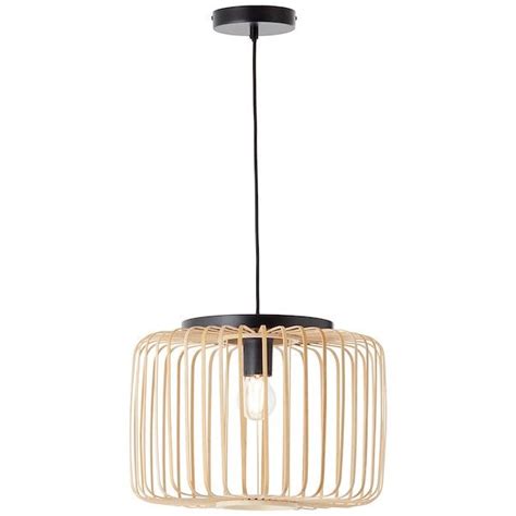 Candeeiro De Teto Suspenso Inspire Pecan E Metal Preto Bambu