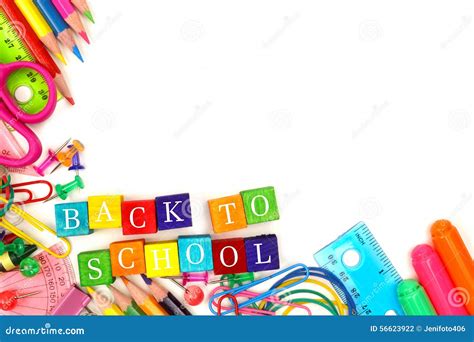 Back To School Wooden Blocks With Corner Border Stock Photography ...