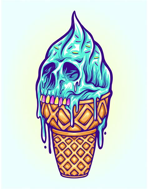 Premium Vector | Scary skull ice cream cone illustrations