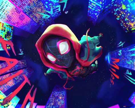 Spider Man Miles Morales On A Colourful Spider Verse 4k Wallpaper Download