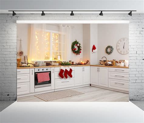 Beleco X Ft Fabric Christmas Kitchen Backdrops For Photography Modern