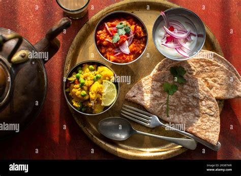 Indian Thali With Chapati Stock Photo Alamy