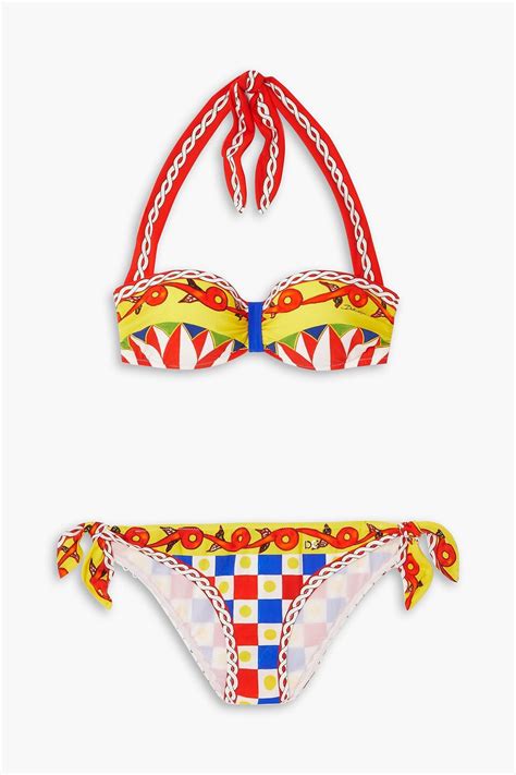 Buy Dolce Gabbana Printed Halterneck Bikini It Iv Yellow At Off