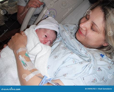 Mother Holding Newborn Baby After Delivery Stock Image - Image: 59096783