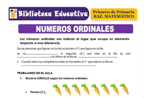 N Meros Ordinales Para Primero De Primaria Biblioteca Educativa