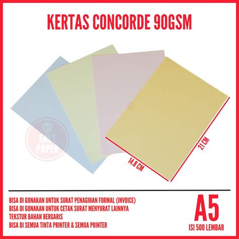 Jual Kertas A5 Concorde 90 Gr Isi 500 Lembar Kertas Concorde A5 Concorde A5 Shopee Indonesia