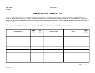 New Hampshire Employee Shellfish Training Record Fill Out Sign