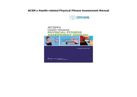 Acsm S Health Related Physical Fitness Assessment Manual