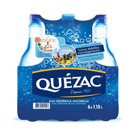 QUEZAC Eau minérale pétillante naturelle 6x1 15cl pas cher Auchan fr