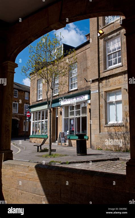 Cornhill From The Market House Ilminster Somerset England Uk Stock