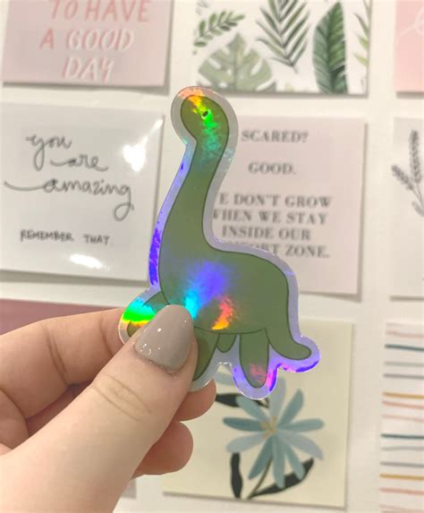 Holographic Dino Sticker Tiktok Gen Z Stickers Perfect for Laptops