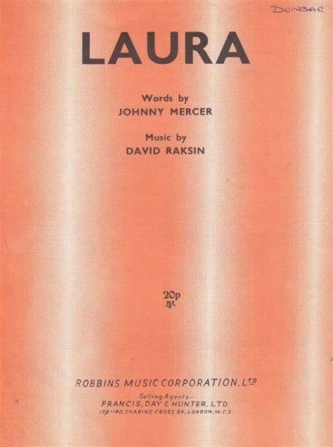 Laura Johnny Mercer 1940s Sheet Music Ephemera Scores Postcard