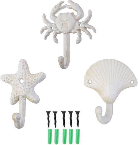 Amazon ZILucky Set Of 3 Starfish Seashell Crab Cast Iron