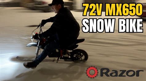 I Built An Electric Snow Bike With A 72v Razor Mx650 Youtube