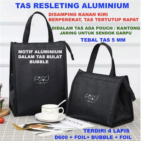 Jual Lunch Bag Food Bag Aluminium Foil Tas Bekal Makan Resleting Kotak