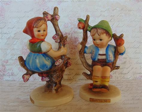 Vintage Goebel Hummel Figurines Set Apple Tree Girl And Apple Tree Boy