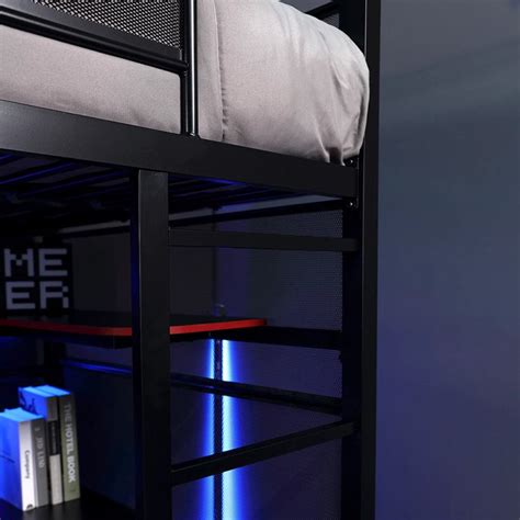 X Rocker Gaming Bunk Bed Metal Shelves Twin Black