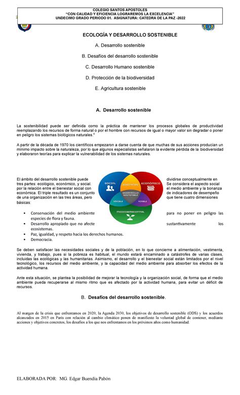 11 01 Taller Periodo 01 C Paz Decimo EcologÍa Y Desarrollo Sostenible