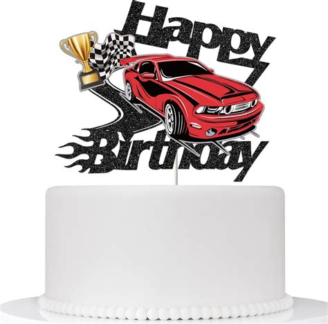 Ambishi Happy Birthday Cake Topper With Race Car Racing Theme Birthday Party