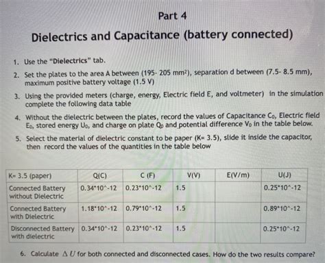 Solved Part 4 Dielectrics And Capacitance Battery