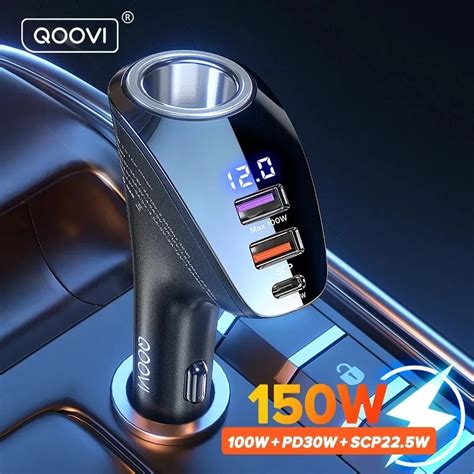 QOOVI 150W Car Charger Usb Type C Super Fast Charging PD 4 0 Quick