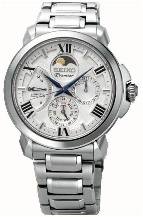 Seiko Premier Kinetic Direct Drive Mens White Calender SRX015P1