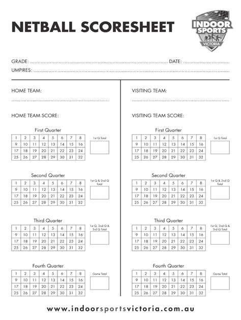 Fillable Online Netball Scoresheet Fax Email Print Pdffiller