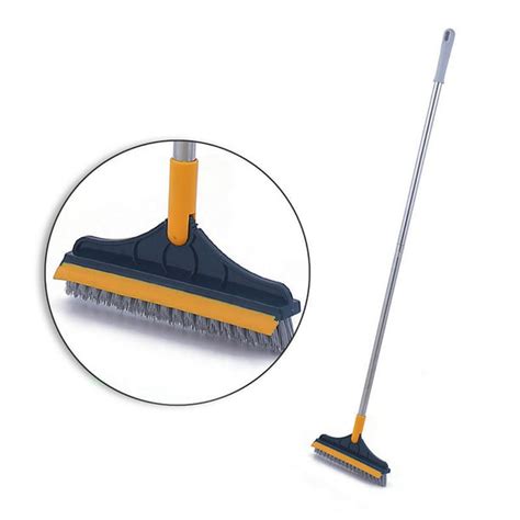 2 In 1 Floor Brush Scrub Brush With Long Handle Bathroom Wiper With 120 Degree Rotatable Head