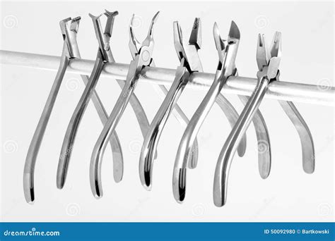 A Set Of Six Orthodontic Pliers Stock Photo Image Of Handle Dental