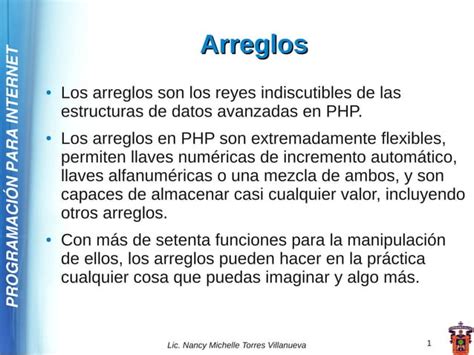 Arreglos En Php Ppt