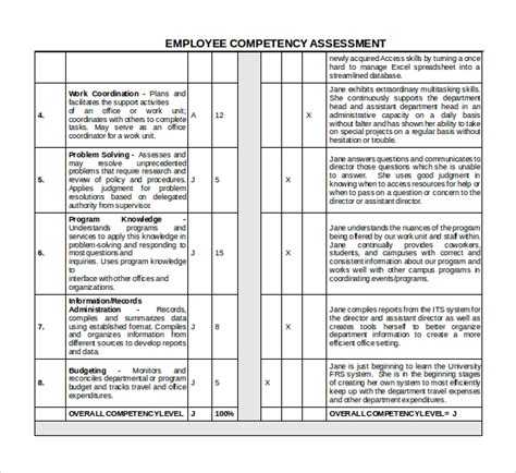 Sample Competency Assessment Template Free Documents In Pdf Word