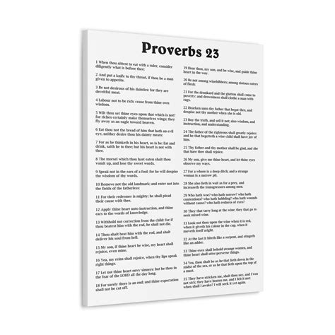 Scripture Walls Proverbs Chapter 23 White Bible Canvas Christian Wall