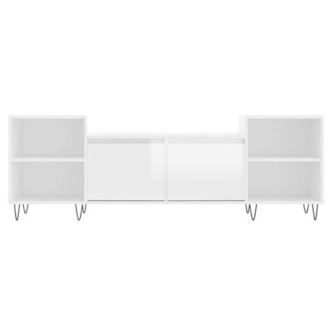 Meuble TV Blanc Brillant 160x35x55 Cm Bois D Ing Nierie EBay