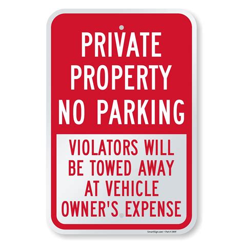 Smartsign Aluminum Sign Legend Private Property No Parking Violators