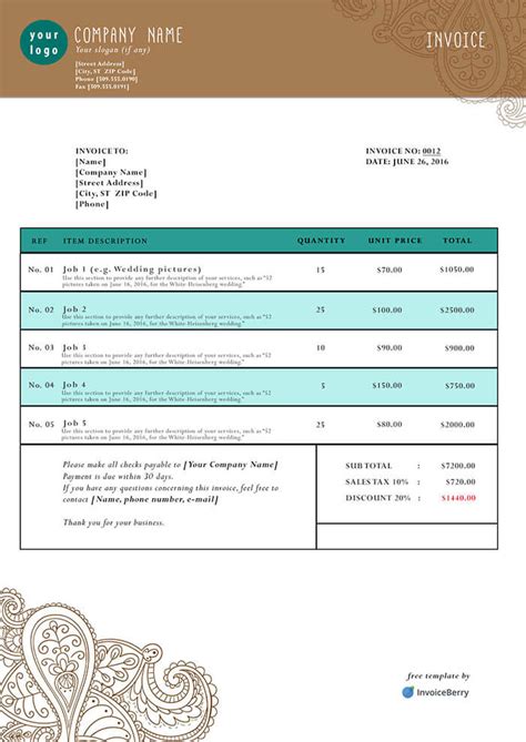 Free PDF Invoice Templates InvoiceBerry