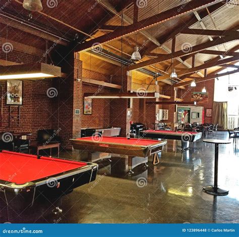 Pool hall editorial stock photo. Image of tables, hall - 123896448