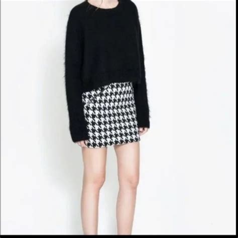 Zara Trafaluc Black White Retro Classic Houndstooth Gem