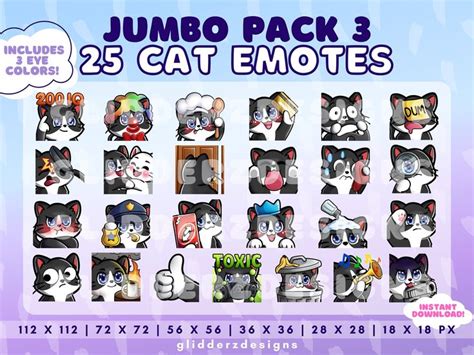 Tuxedo Cat Twitch Emote Jumbo Pack 3 Tuxedo Cat Emotes 25 Tuxedo Cat