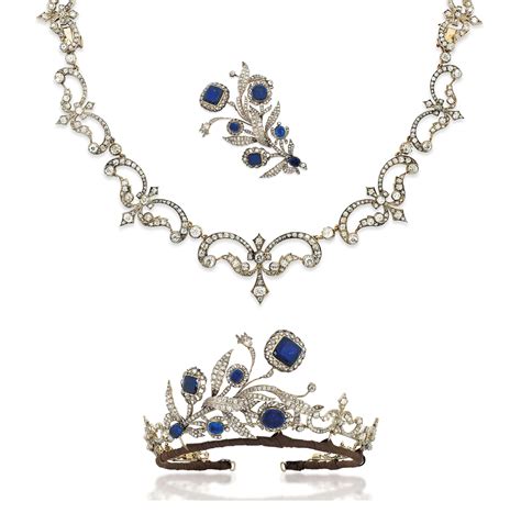 AN ANTIQUE SAPPHIRE AND DIAMOND TIARA NECKLACE Christie S