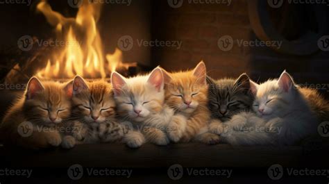 peacefully sleeping baby cat, cozy cute kitten napping 28208556 Stock ...