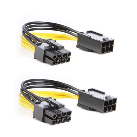 Buy Pcie Cable For Cablecreation 6 Pin Pcie Adapter To 8 Pin Pcie Cable 2 Pack 6 Pin To 8 Pin