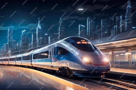 Premium Vector | Train at station blurred night background