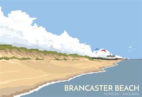 brancaster beach travel poster georgina westley art design