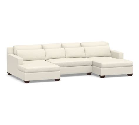 York Square Arm Upholstered U Shaped Chaise Sectional Deep Seating