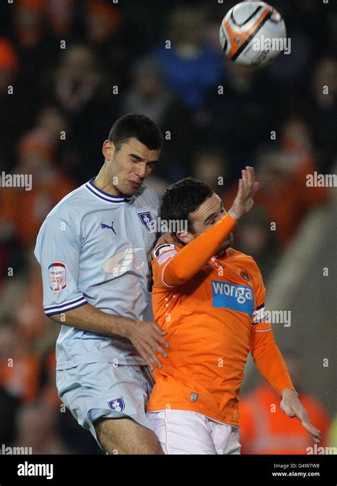 Coventry City S Conor Thomas Outjumps Blackpool S Barry Ferguson During