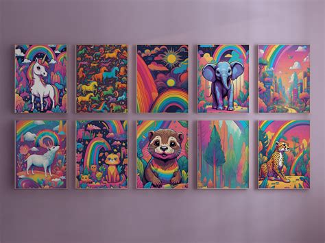 Set Of 30 Lisa Frank Inspired Digital Art Downloads Etsy